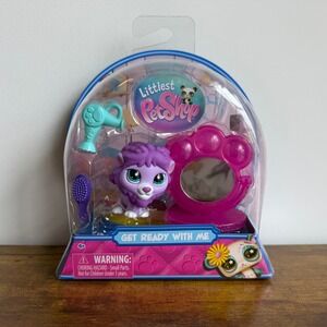 New Littlest Pet Shop LPS 446 Purple Lion Cat Get Ready With Me Accessories
